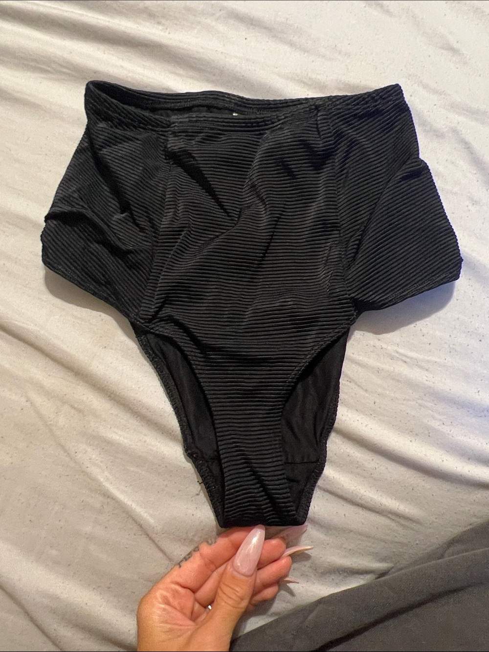 American Apparel Black Swim Bottoms with Ribbed Waistband